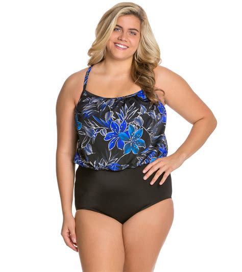 Longitude Plus Size Samurai Blouson One Piece Swimsuit At Swimoutlet