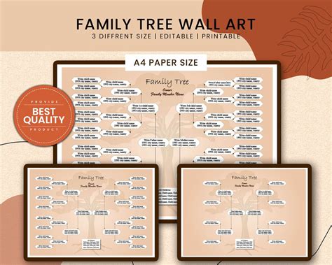 Six Generation Family Tree Template PDF - Etsy