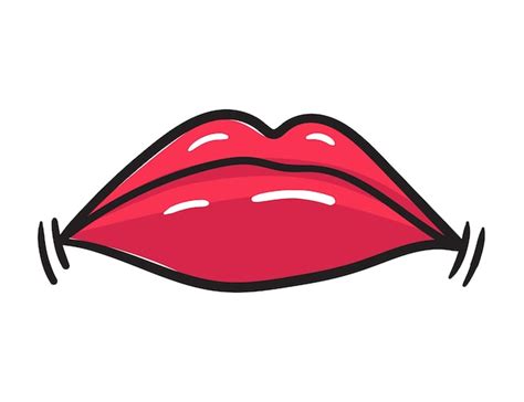 Premium Vector Comic Female Red Lips Sticker Women Mouth With Lipstick In Vintage Comic Style