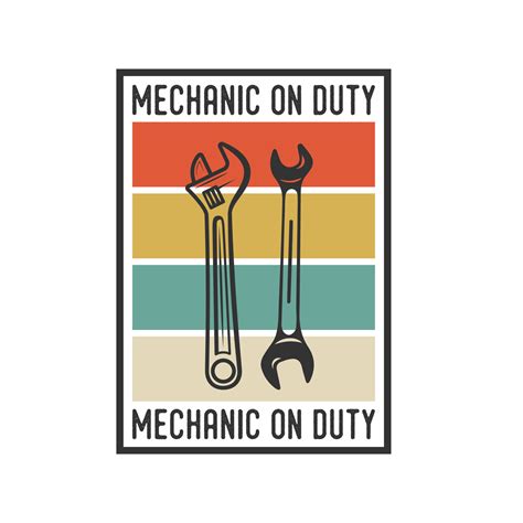 Mechanic On Duty Vintage Typography Retro Mechanic Worker Engineer