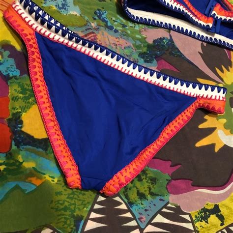 Swim Blue Halter Bikini With Neon Whip Stitch Crochet Poshmark