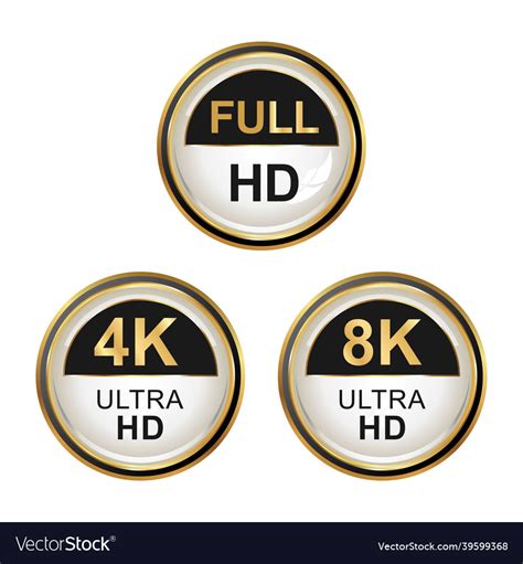 Collection Of Full Hd K K And Ultra Hd Icons Vector Image