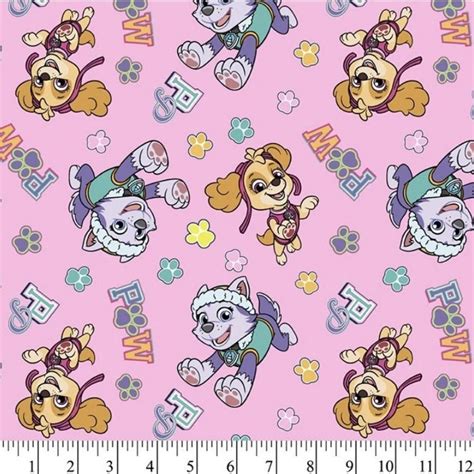 Paw Patrol Skye And Everest 100 Cotton Fabric By The Yard Paw Etsy