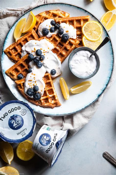 Lemon Blueberry Gluten Free Greek Yogurt Waffles These Gluten Free