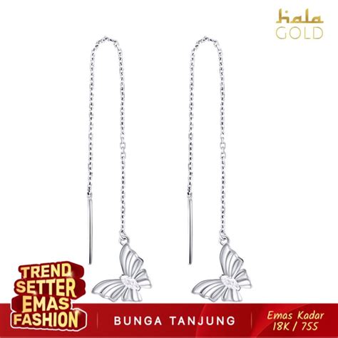 Jual ANTING KUPU KUPU SERIES C HALA GOLD EMAS 18K BUNGA TANJUNG