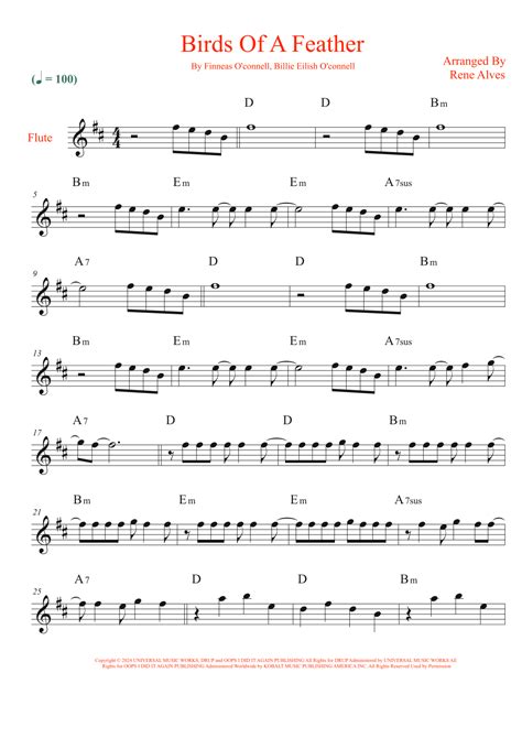 Birds Of A Feather Arr Rene Alves By Billie Eilish Sheet Music For