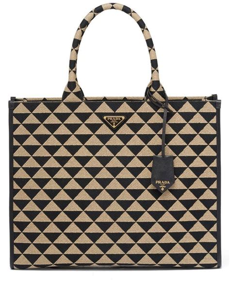 Prada Symbole Triangle Pattern Tote Bag In Black Lyst