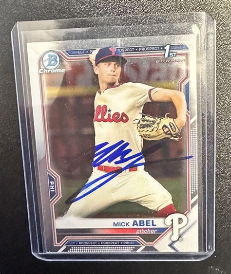 Mick Abel Philadelphia Phillies Auto Signed 2021 1st Bowman Chrome Card