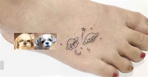 Minimalistic Style Shih Tzu Portrait Tattoo Located On