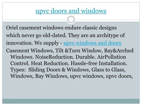 Ppt Upvc Doors And Windows Powerpoint Presentation Free Download