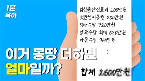 【1분육아】2022년에 아기 낳으면 총 얼마 받을 수 있는지 계산해봄 이래도안낳을래 임신출산혜택 Youtube