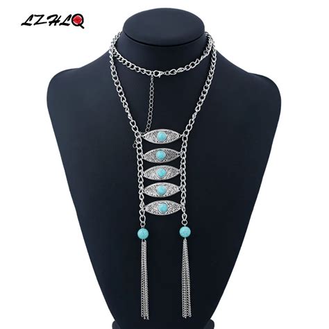 LZHLQ collier ras du cou Vintage bohème pampilles pendentifs