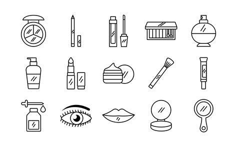 Bundle Of Fifteen Make Up Cosmetics Set Icons 2475720 Vector Art At