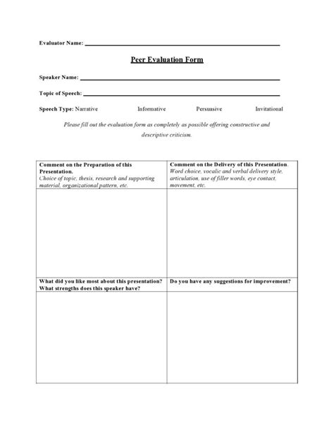 43 Great Peer Evaluation Forms Group Review ᐅ TemplateLab