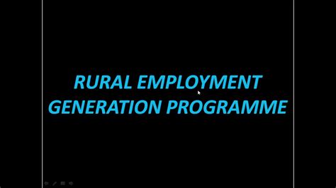 Rural Employment Generation Programme YouTube