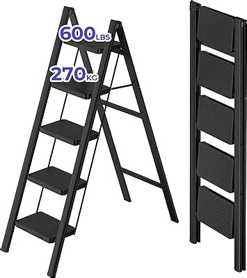 GameGem 5 Steps Lightweight Aluminum Ladder Folding Step Stool