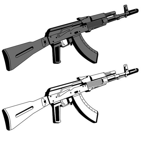 Premium Vector Ak47 Assault Weapon Black And White Vector Design