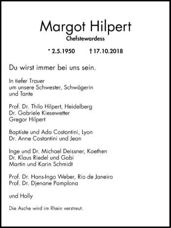 Traueranzeigen Von Margot Hilpert Trauerportal Ihrer Tageszeitung