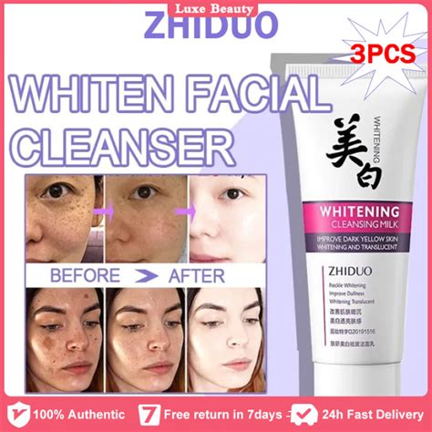 COD3PCS ZHIDUO Whitening Facial Cleanser Anti Freckle Milk Whitening