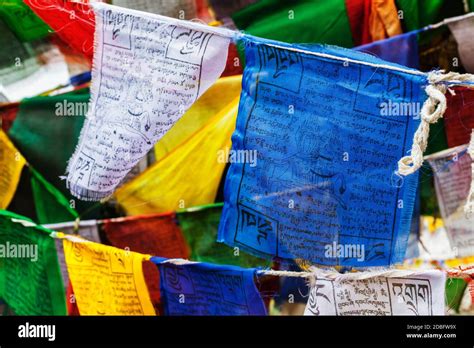 Tibetan Buddhism Prayer Flags Lungta With Om Mani Padme Hum Buddhist