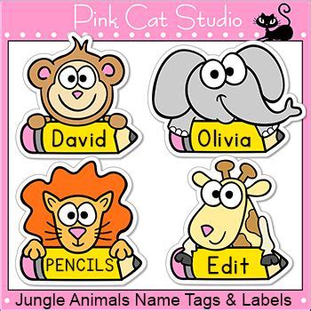 Jungle Animals Name Tags - Editable Classroom Labels