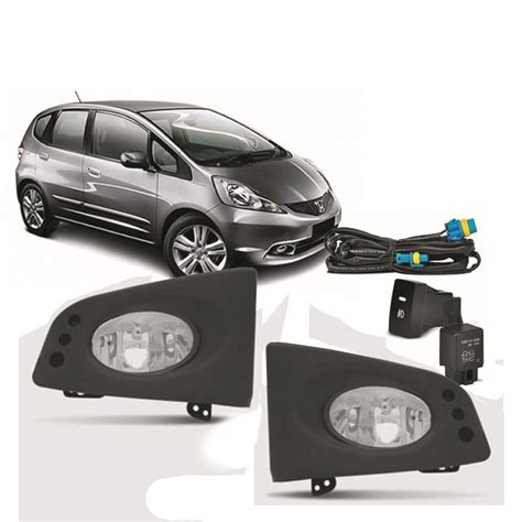 Kit Farol De Milha Fit 2009 2010 2011 2012 Completo Preto SBC Peças