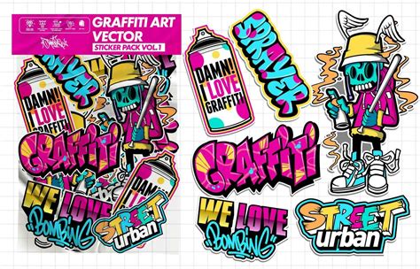 Graffiti Art Vector Sticker Illustration Set Of Vector Design With