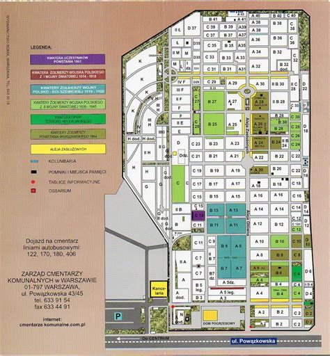 Zwiedzanie Powązek Powązki Wojskowe plan cmentarza