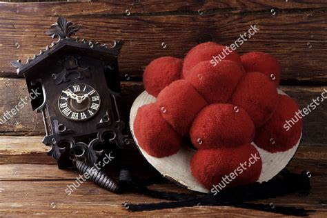 Bollenhut Hat Red Pompoms Traditional Black Editorial Stock Photo