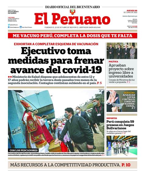 Diario El Peruano On Twitter ☕️¡buenos Días 🗞esta Es La Portada Del