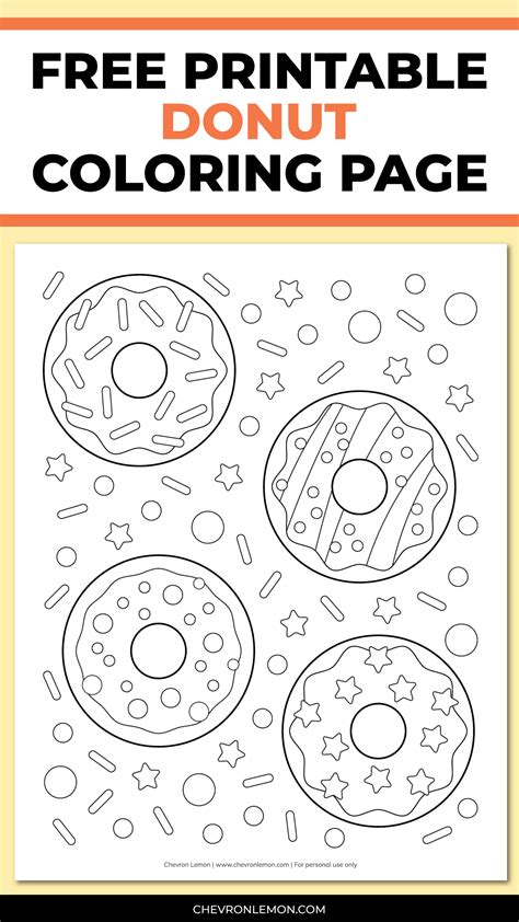 Printable donut coloring page - Chevron Lemon