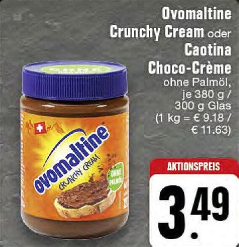 Ovomaltine Crunchy Cream oder Caotina Choco Crème 300 g Glas Angebot