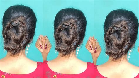 Short Hair Bun For Saree Gajra Khopa Hairstyle Messy Bun Hairstyle