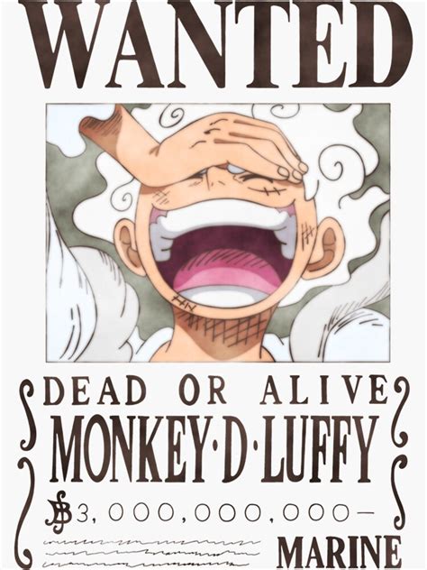 Pegatina One Piece Wanted nuevo póster de recompensas Monkey D Luffy