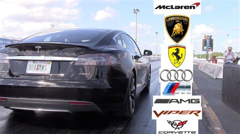 Tesla Model S P85d P85 Racing The World 0 60 Mph Ferrari Lamborghini