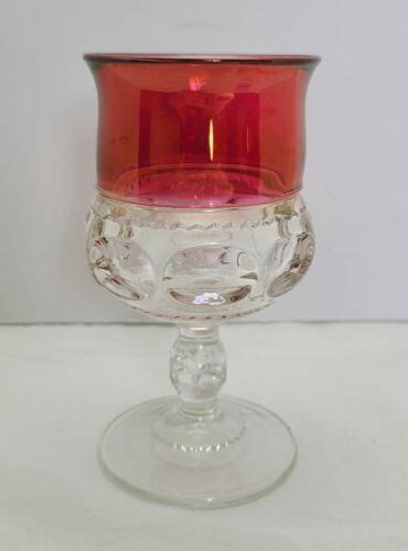 Vintage Tiffin Franciscan Kings Crown Thumbprint Ruby Water Goblet 2 Mold Ebay