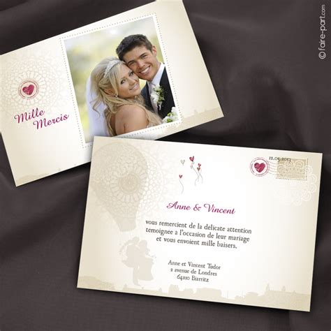 Carte De Remerciement Mariage