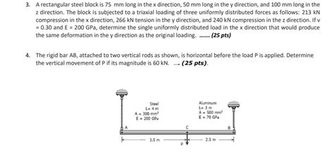 Solved A Rectangular Steel Block Is Mm Long In The X Chegg