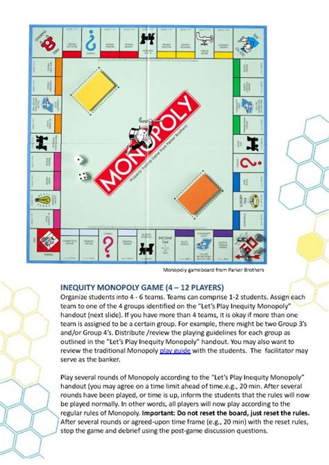 Monopoly Rules Pdf Steam Team Academy Inequity Monopoly Activity