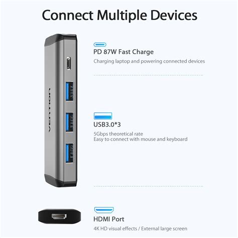 Mua Hub Chia Cổng Vention Chuyển Đổi Từ Cổng Usb Type C Sang Hdmi 4k