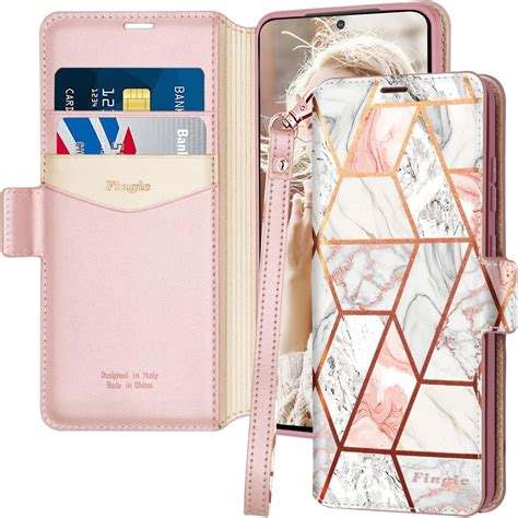 Fingic Galaxy S20 Case Samsung S20 Wallet Case Rose Gold Marble Pu Leather Magnetic Closure 2