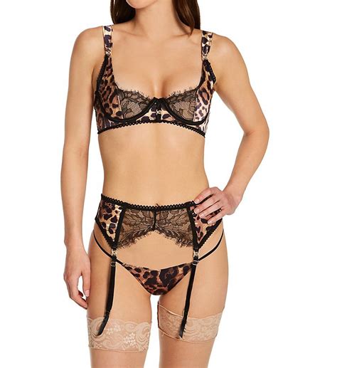 Garter Set Bra And Panty Sets Stretch Satin Underwire Bra Lingerie