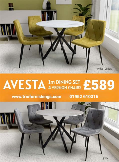 Avesta Grey And 4 Dining Chairs Trio Furnishings