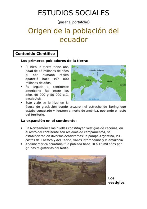 Tarea Origen DE LA Población EN Ecuador para la obtencion de la