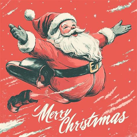 A Vintage Christmas Card Design Featuring Santa Claus Premium Ai