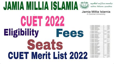 Jamia Millia Islamia Cuet Seats Fees Results Ba History Eco