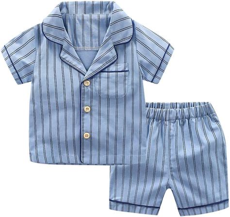 Fanteecy conjunto de pijama corto de rayas para niños unisex pijamas