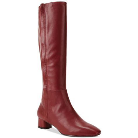 Nine West Nicoh Low Heel Tall Boots In Red Burgundy Lyst