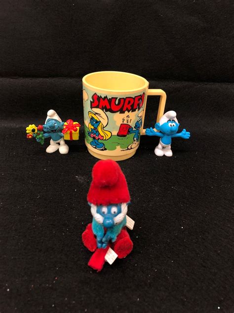 Smurfs Plastic Deka Cup Mug 1980s Vintage Plus 3 Smurf Etsy