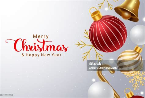 Merry Christmas Vector Background Design Merry Christmas Text With Falling Xmas Element Like